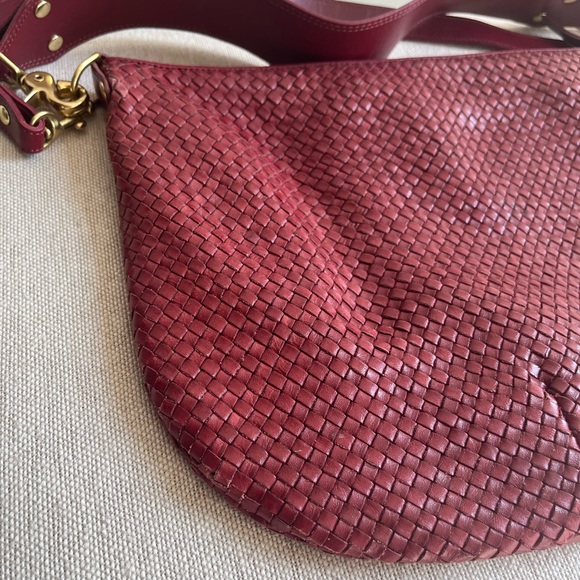 Clare V Woven Leather Hobo Crossbody in Wine - Picture 6 of 8